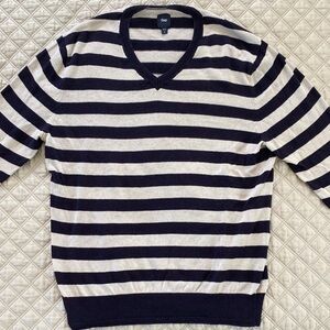 GAP / Vintage Men's V-Neck Sweater / Navy and White Stripes / Small